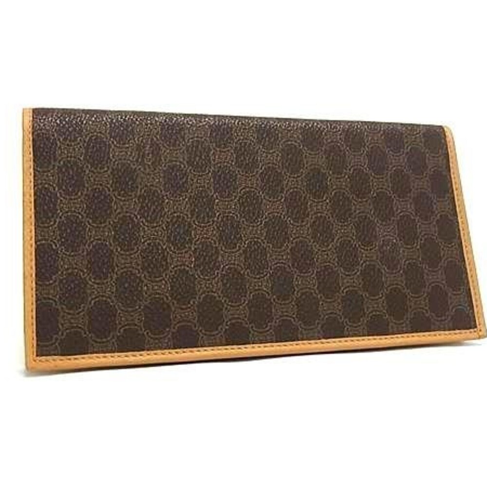CELINE Long Wallet, Macadam Pattern, Billfold, Brown, PVC x Leather, Unisex, ...